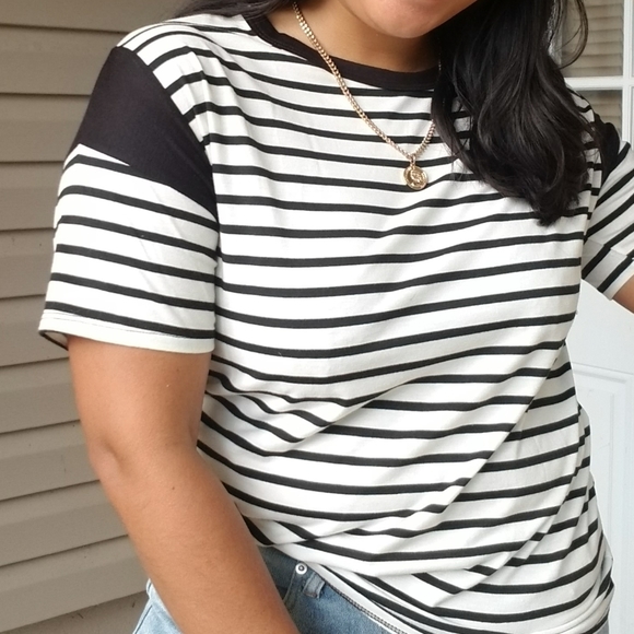 YING & YANG RELAXED STRIPE TEE TOP - Picture 7 of 15